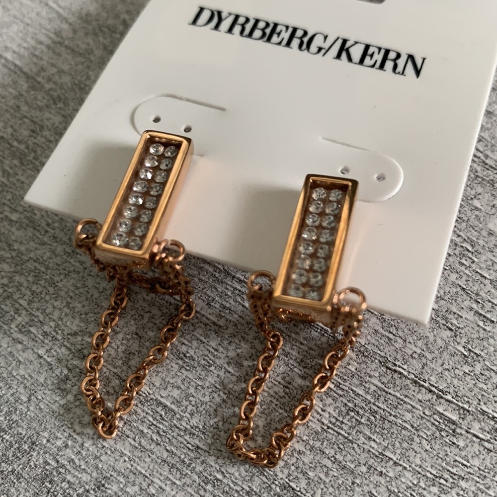 New Dyrberg/Kern Cassini Rose Gold/Crystal earrings Swarovski Crystals